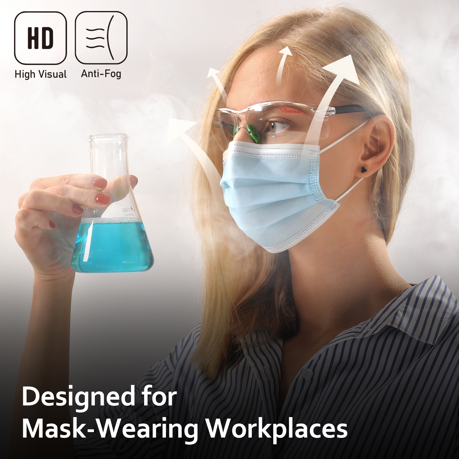 Ready Stock Lunettes de sécurité antibuée anti-rayures ANSI Z87.1 CE EN166 SG003 Vert