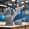Gant anti-coupure avec paume en cuir de vache Gants d'impact FL-1015 Bleu