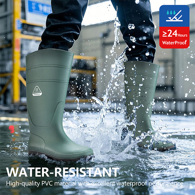PVC Bottes de pluie de gomme W-6036 VERT