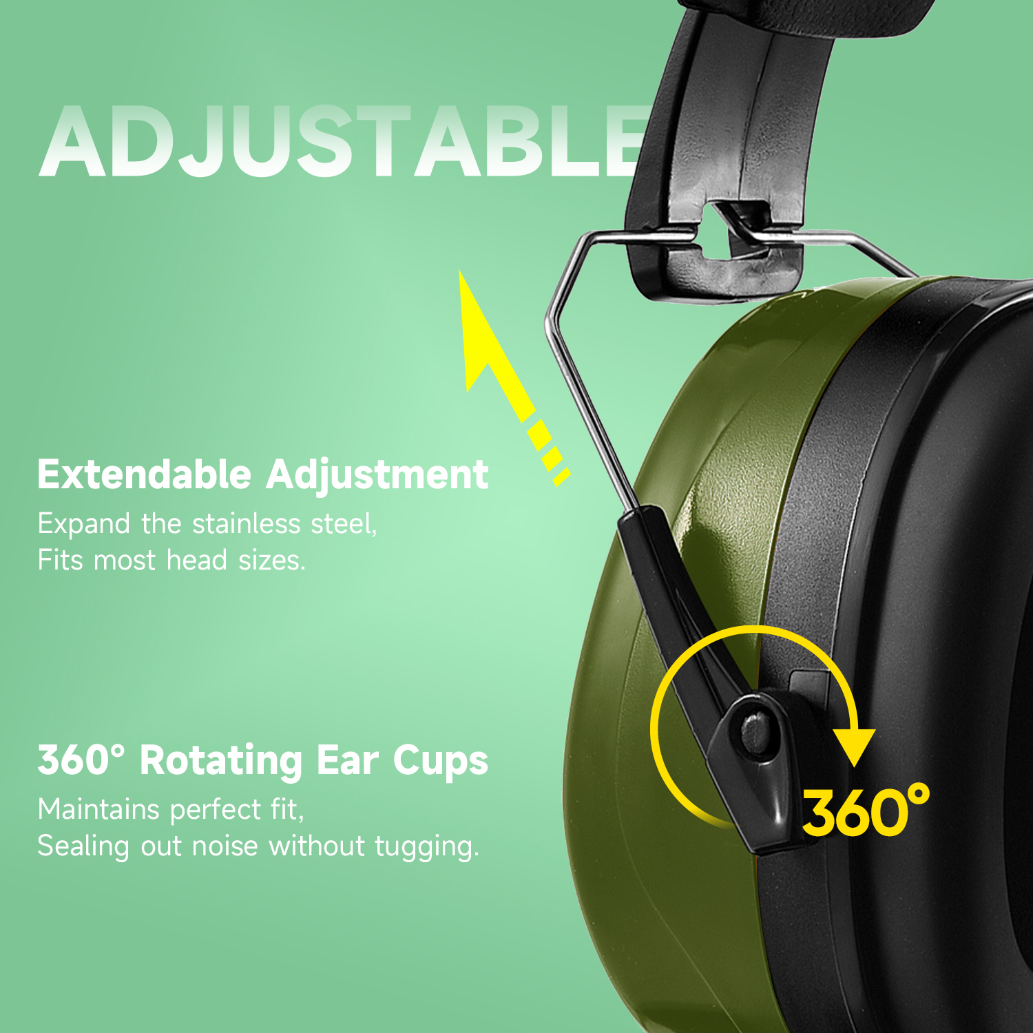 Muffs d'oreille protecteurs ABS Prêt Abs EM-5002 Green