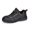 Chaussures de travail en cuir de vache noir pour femmes avec embout en acier de sécurité L-7508 lisses