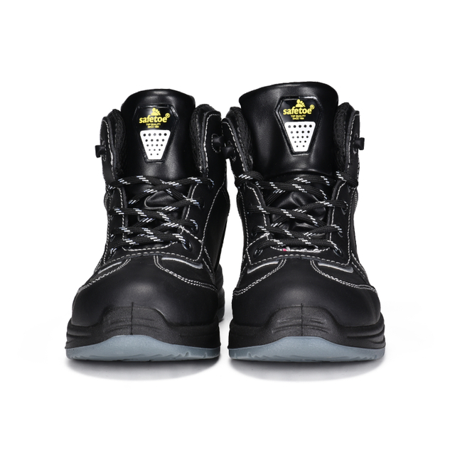 Bottes de travail en cuir de vache noir pour femmes avec embout en acier de sécurité M-8516 lisse