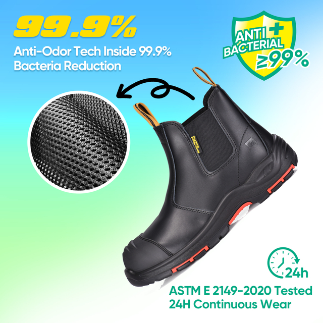 Bottes de sécurité en cuir noir pour hommes et femmes M-8025NB BK