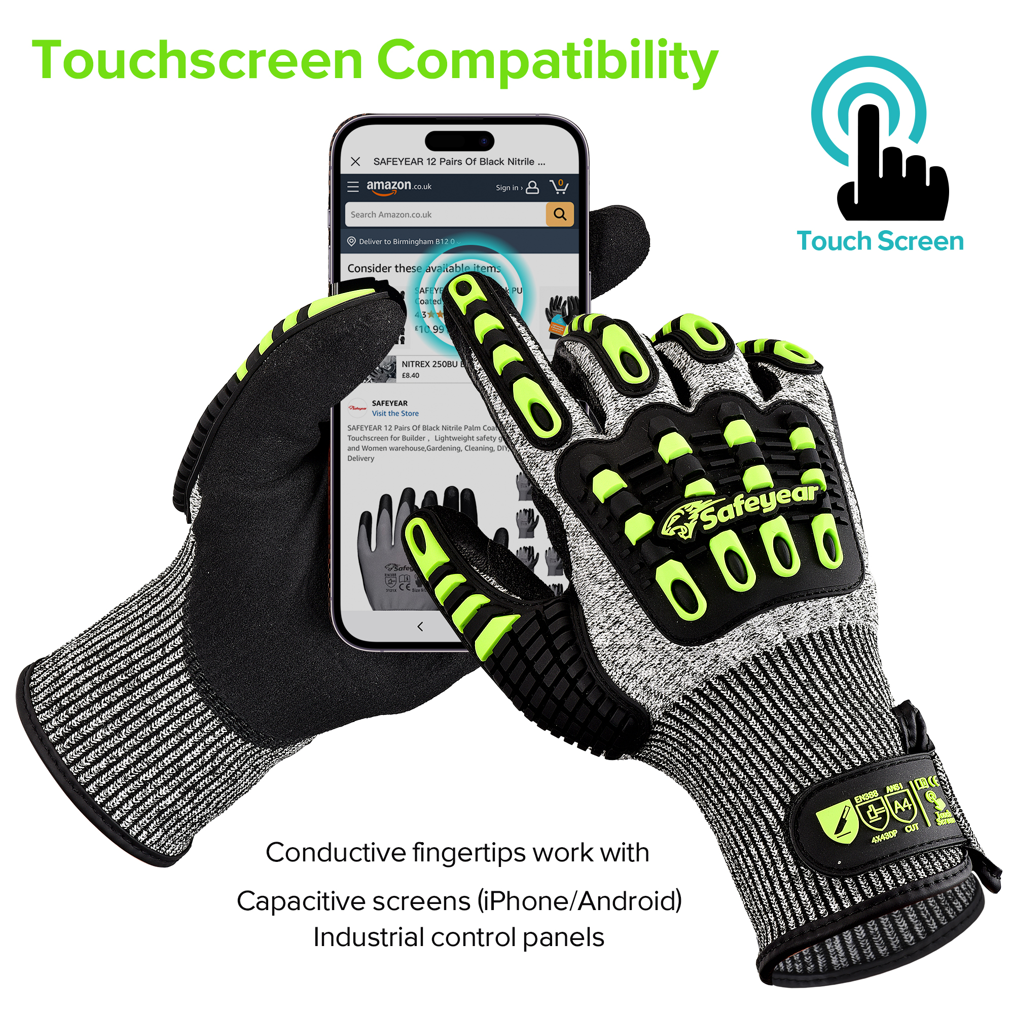 Gants de niveau de coupe HDPE Gants de protection TPR9004 vert