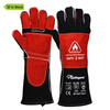  Gants en cuir Gants de soudage résistants à la chaleur FL-1023 Noir et rouge