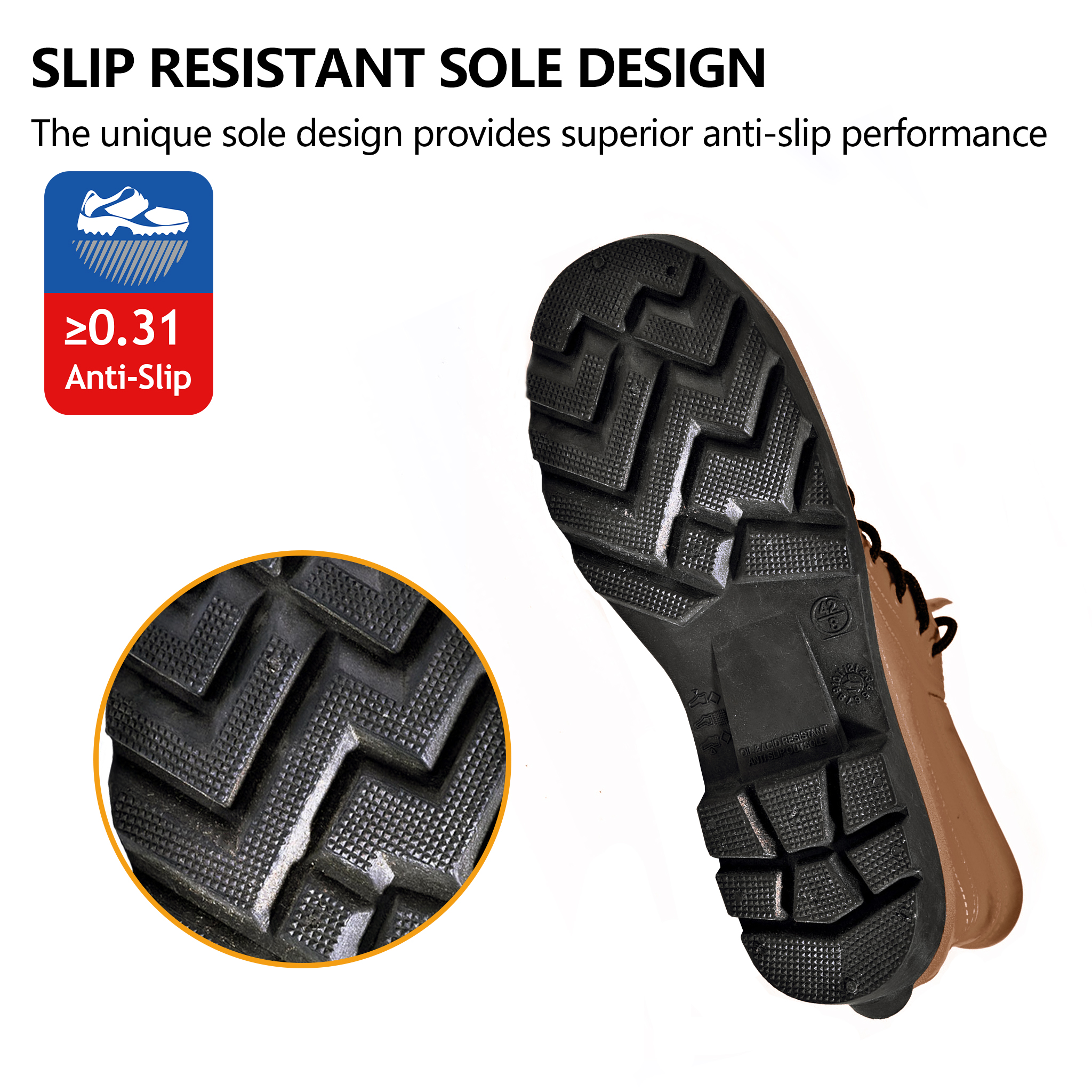 Bottes de pluie basses pour hommes W-6050 marron SteelGuarder