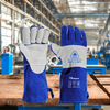 Gants de protection contre les arcs électriques, gants de soudage en cuir de vache FL-1023 bleu et gris