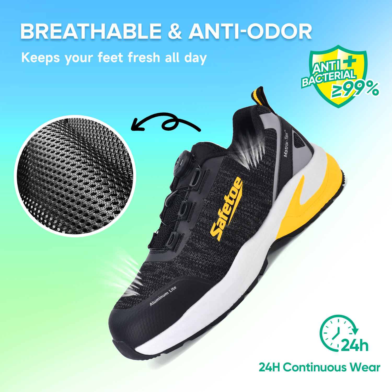 Chaussures de sécurité de travail d'été à bout en aluminium antidérapantes pour les travailleurs de la logistique L-7609 jaune