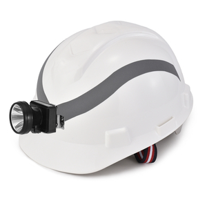 Casque de sécurité utilitaire souterrain avec lampe frontale et bandes réfléchissantes
