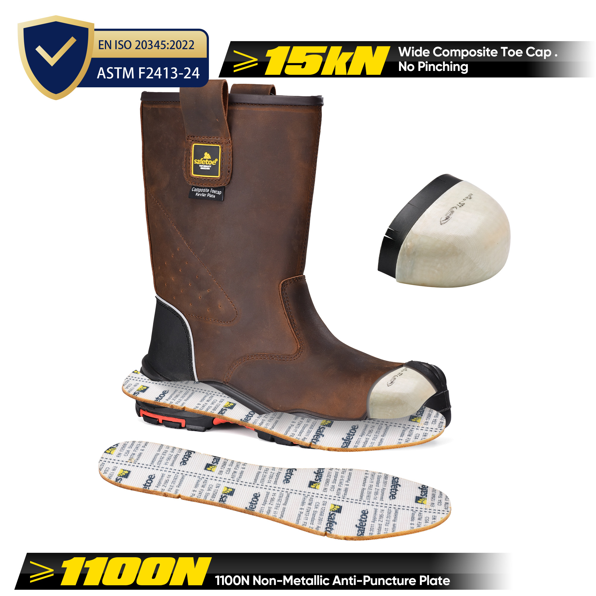 Bottes de l'industrie du pétrole S3 Bottes de travail de gréement de sécurité H-9437 