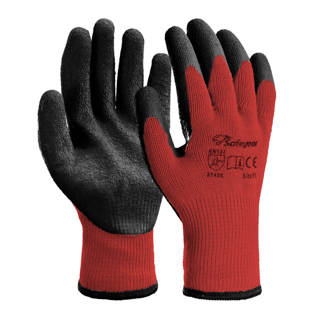 Gants de travail de sécurité enduits de latex LY-3013 Rouge