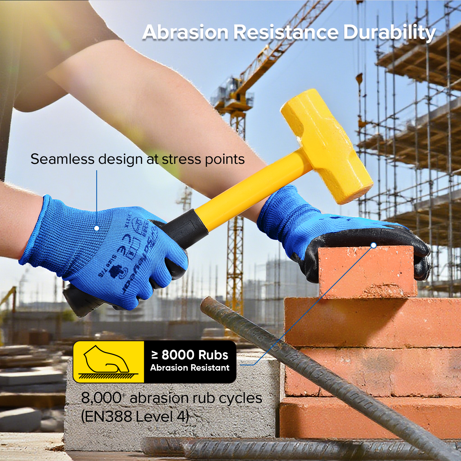 Gants de travail de sécurité enduits de nitrile N1552 bleu