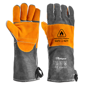  Gant de soudeur en daim gants de soudage Laser résistants à la chaleur FL-1023 gris et jaune