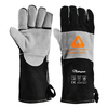 Gants résistants à la chaleur pour gants de soudage en cuir de vache FL-1023 noir et gris