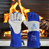 Gants de protection contre les arcs électriques, gants de soudage en cuir de vache FL-1023 bleu et gris