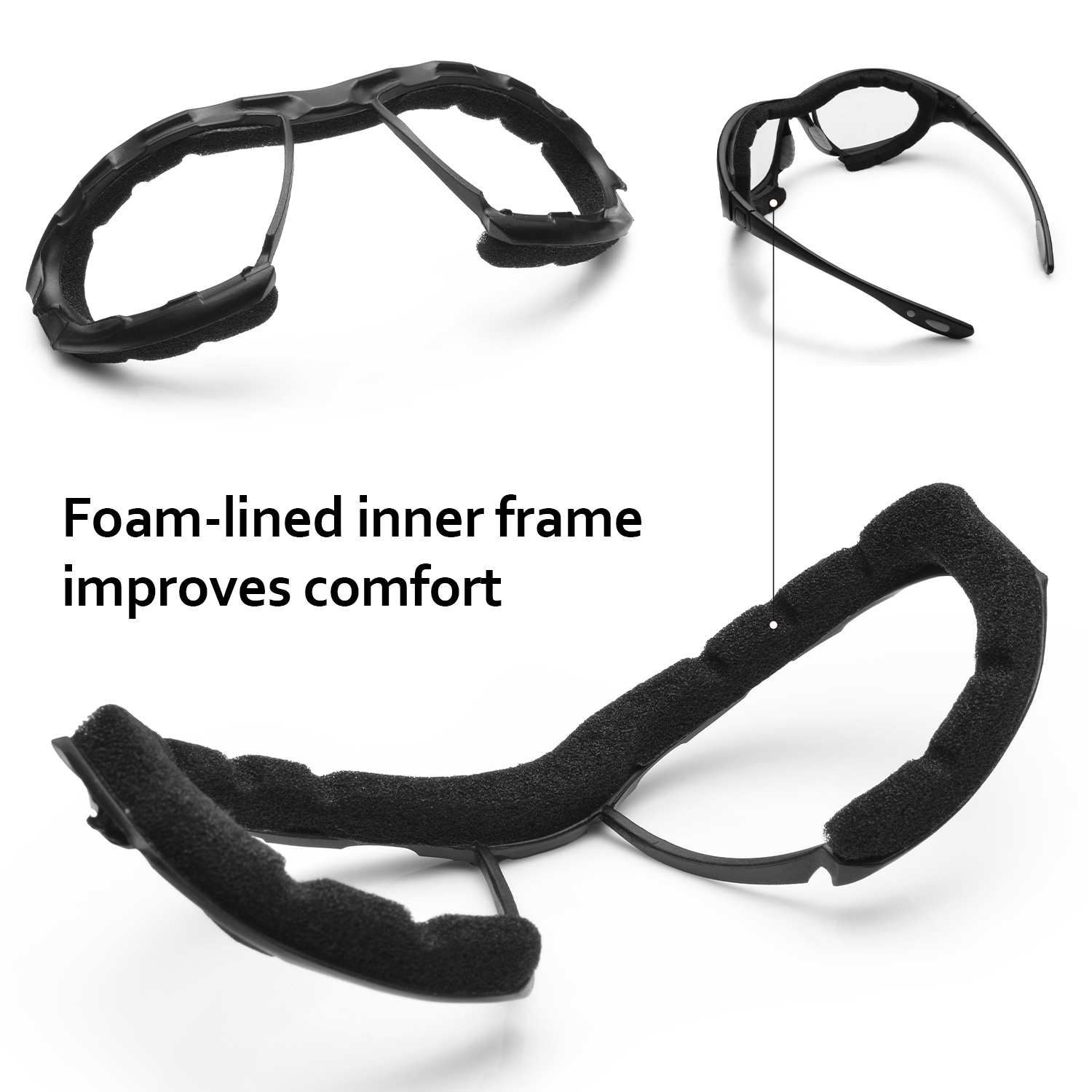 Lunettes de sécurité antibuée ultra-confort avec mousse intérieure rembourrée | ANSI Z87.1 et EN166 SG002