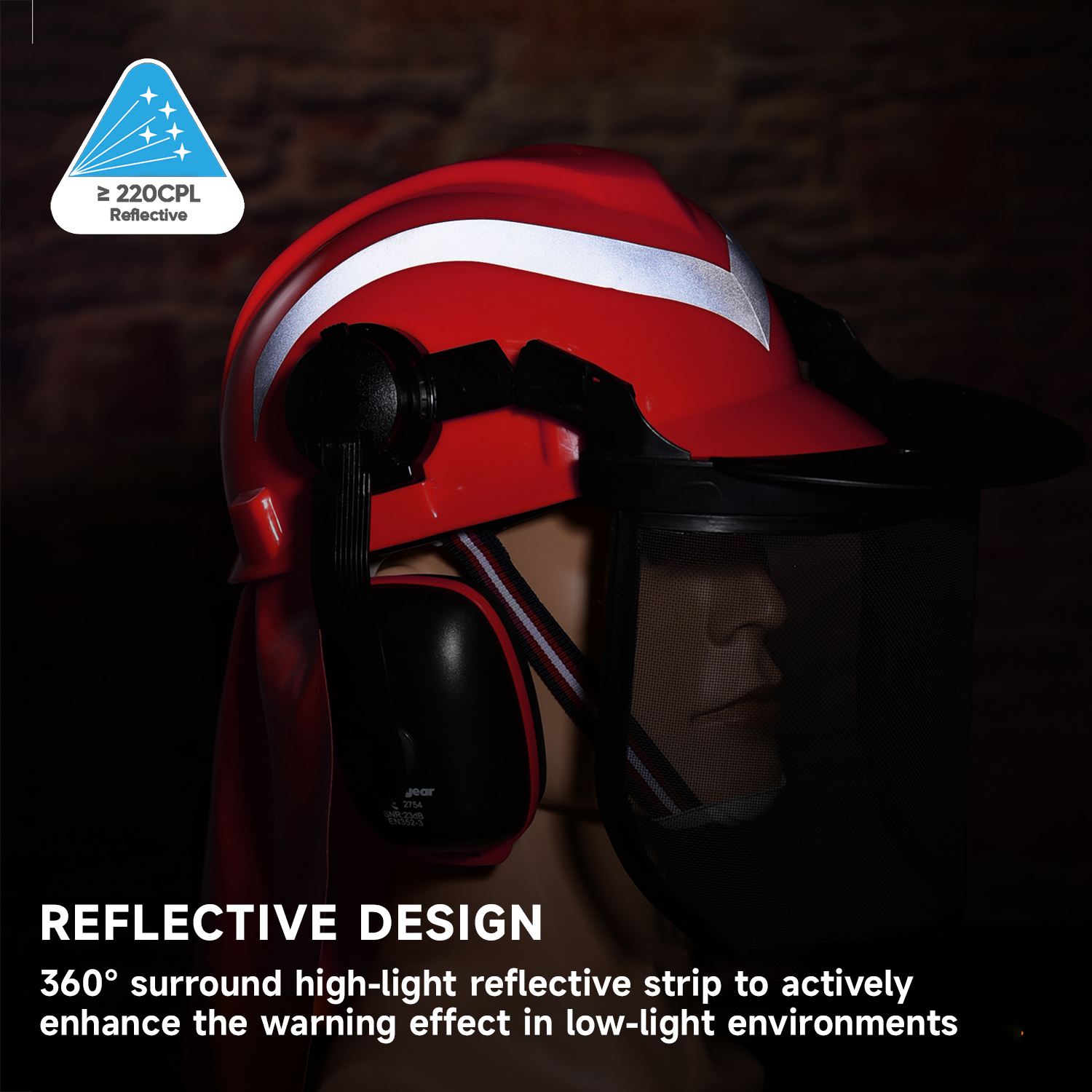 Casques de sécurité et bouclier facial et oreilles M-5009 Red