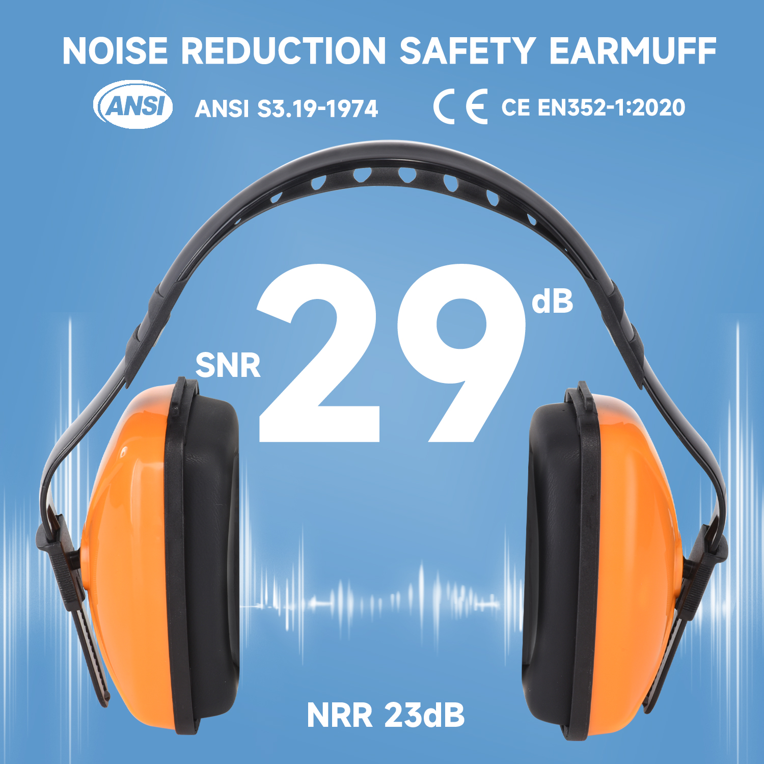 Muffs de l'oreille de protection auditive EM-5003 Orange