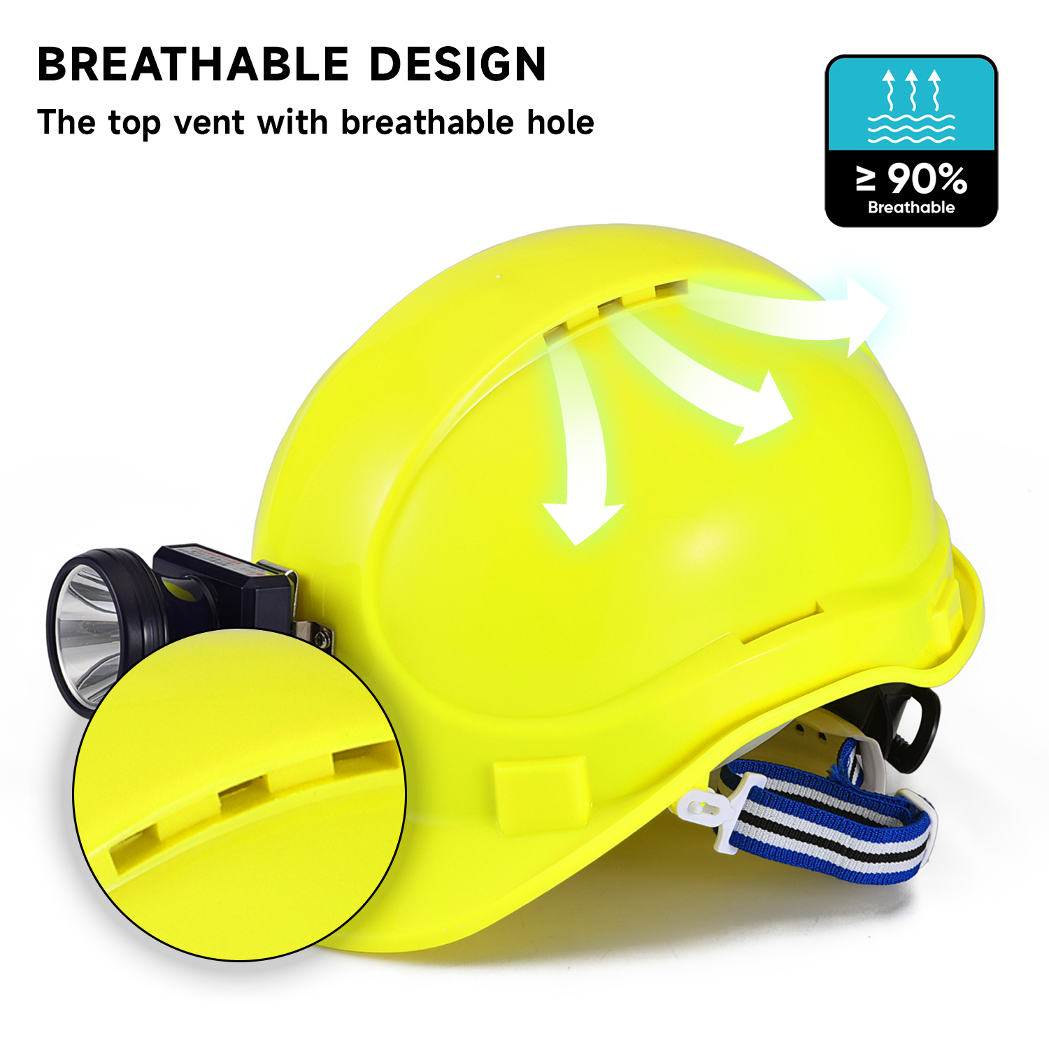Casque Construction HAT HAUT ABS CE CASHETS DE SÉCURITÉ APPROUVÉE W-018 Jaune