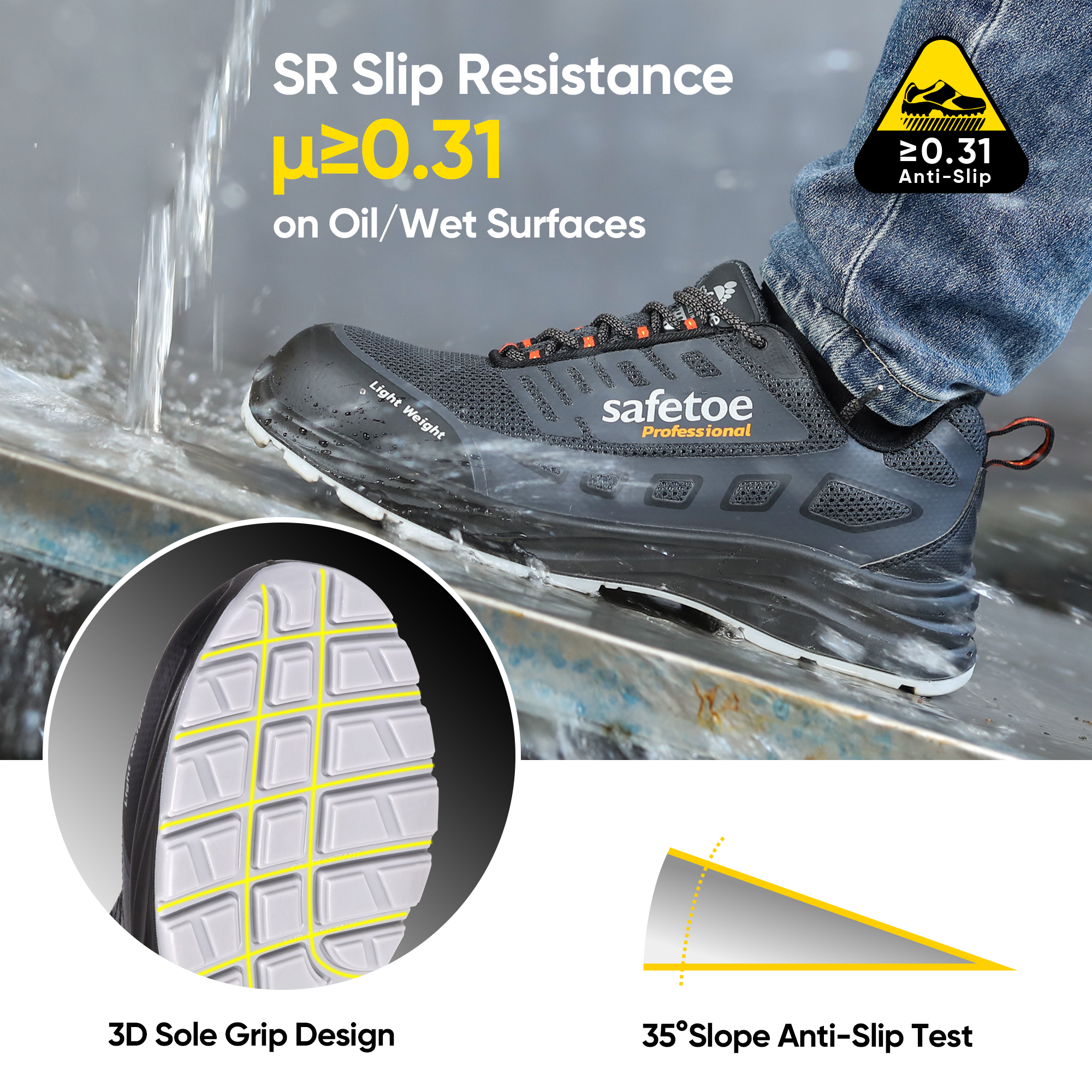Chaussure de travail respirante Élargissement de chaussures de sécurité Constructeurs Warehouse L-7571