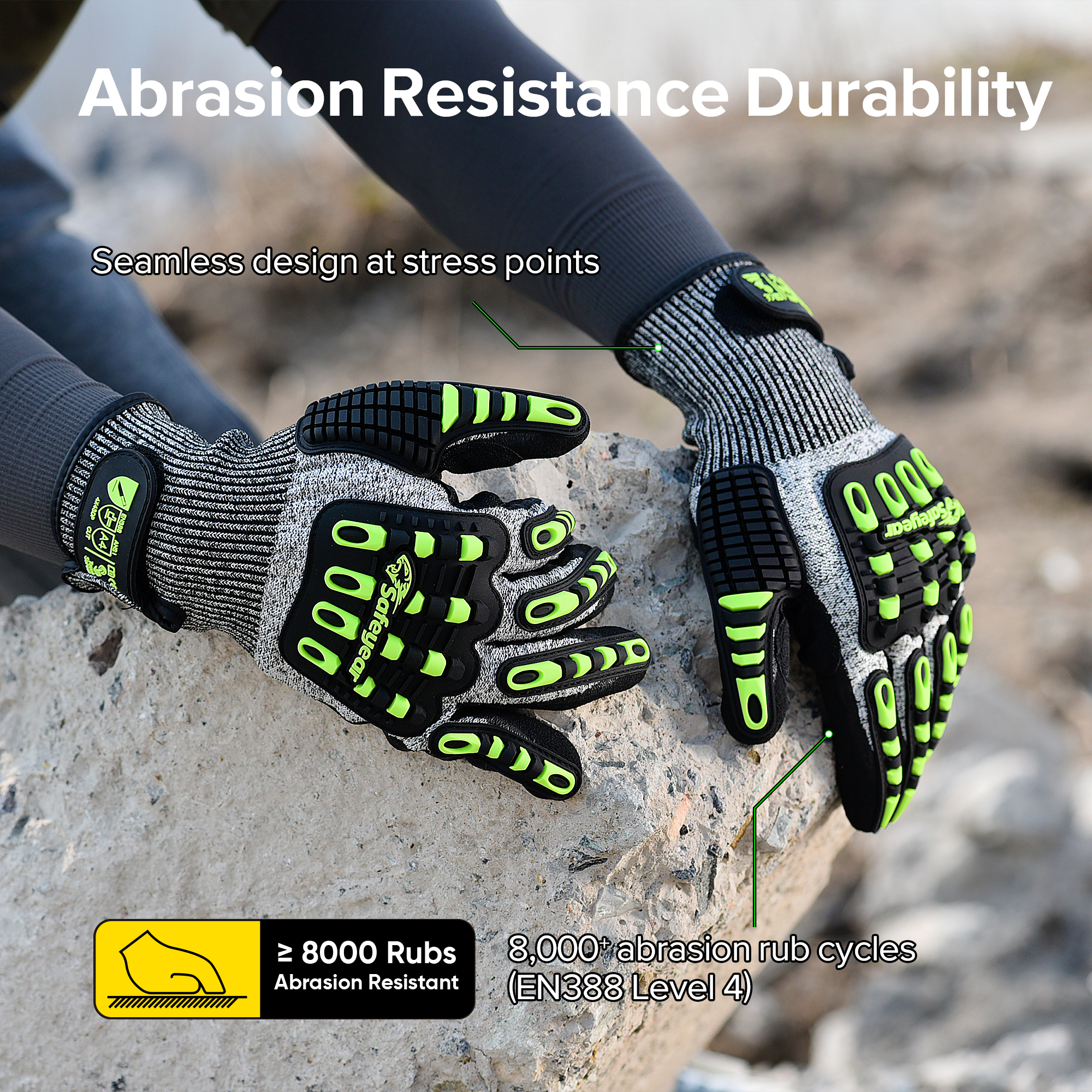 Gants de niveau de coupe HDPE Gants de protection TPR9004 vert