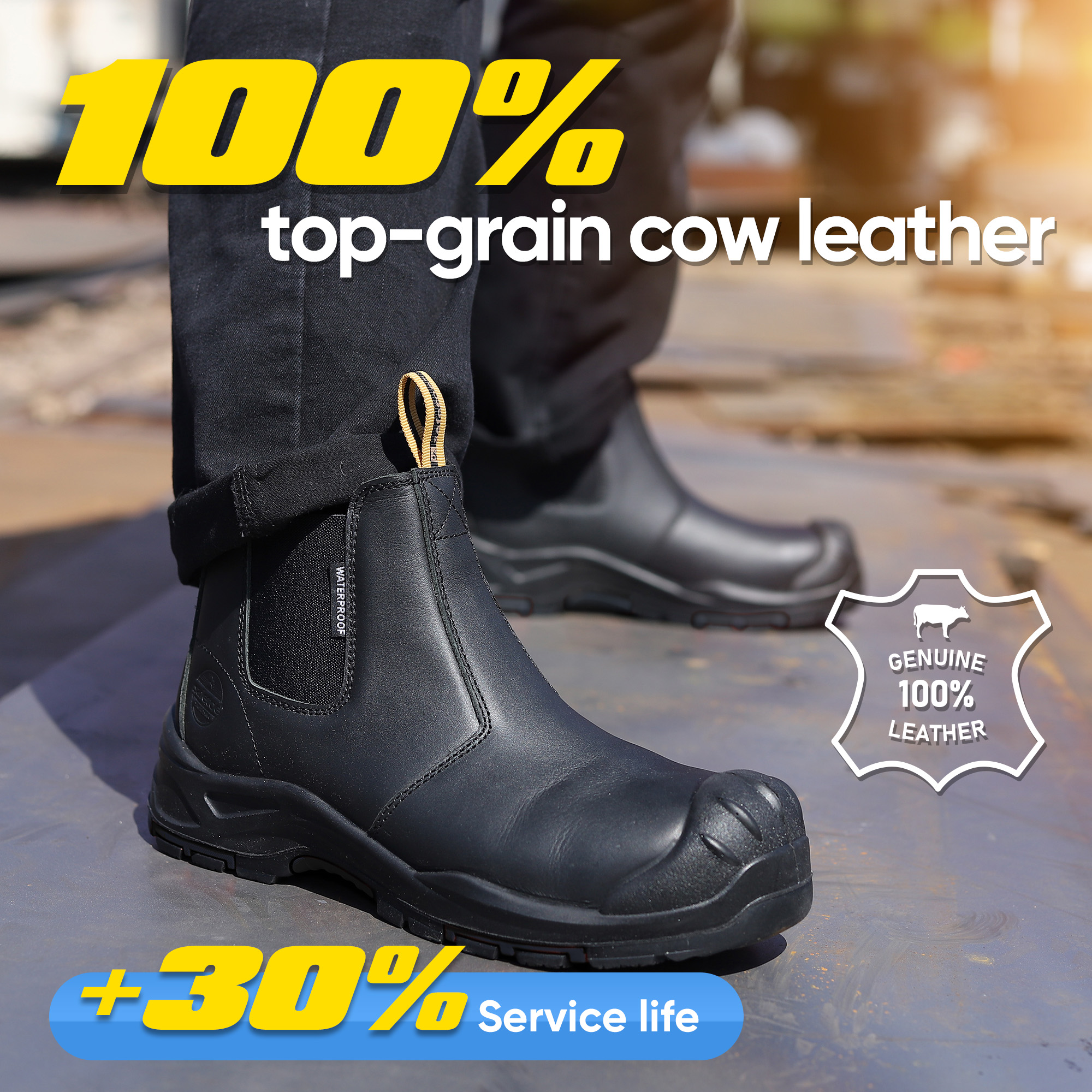 Bottes de travail minières Chelsea imperméables à bout composite M-8025NB-BKOC