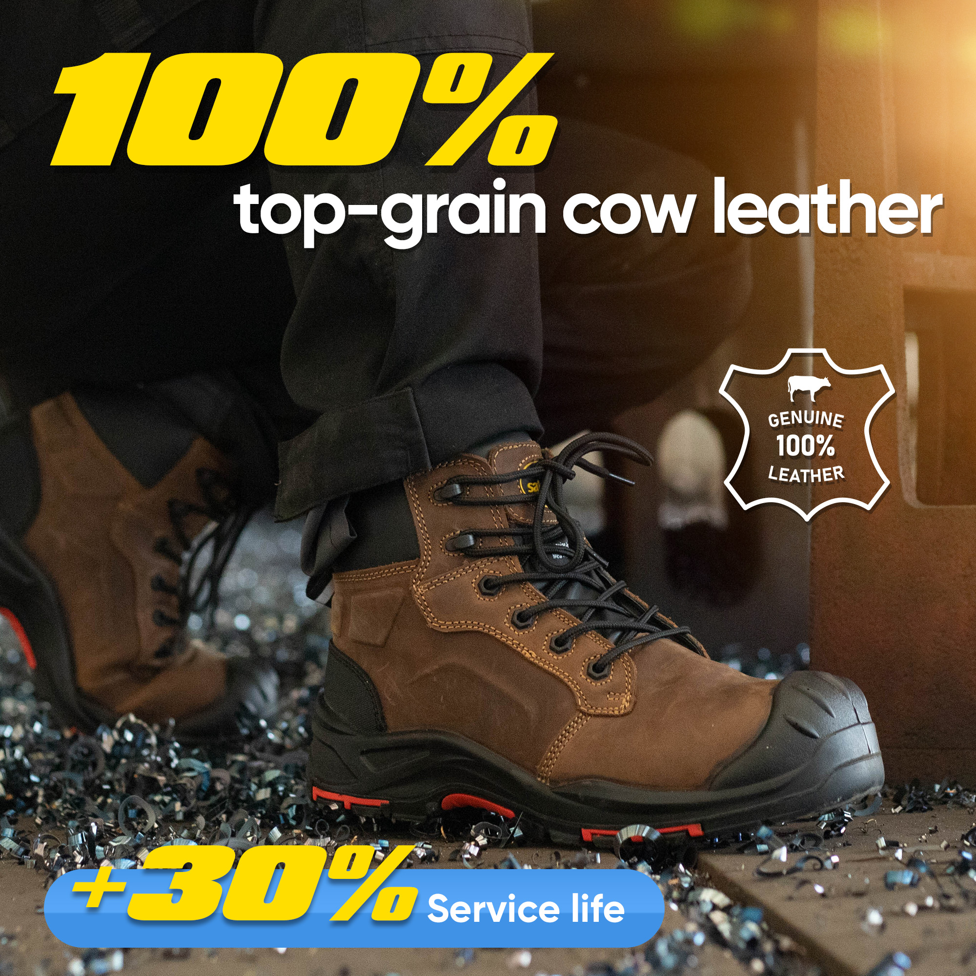 Huile supérieure et glissement de glissement métallique Free Safety Mining Work Boots M-8552