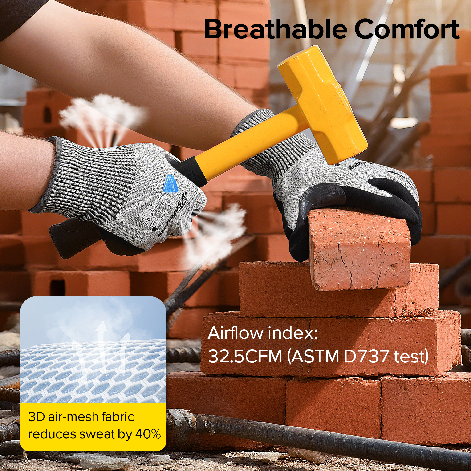 Gants de travail de construction gants de sécurité résistants aux coupes pd8045 noir