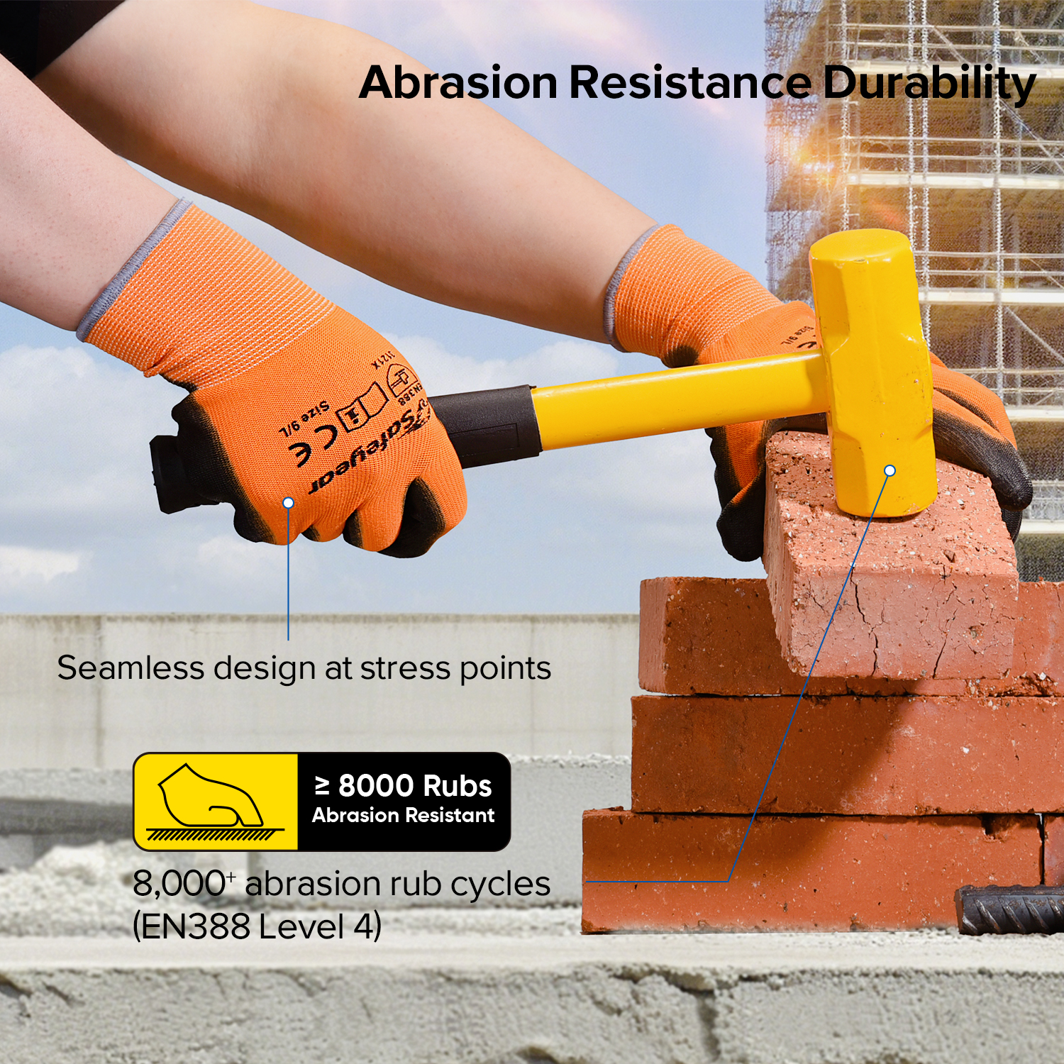 Gants de travail lourds en revêtement PN PN8003 orange