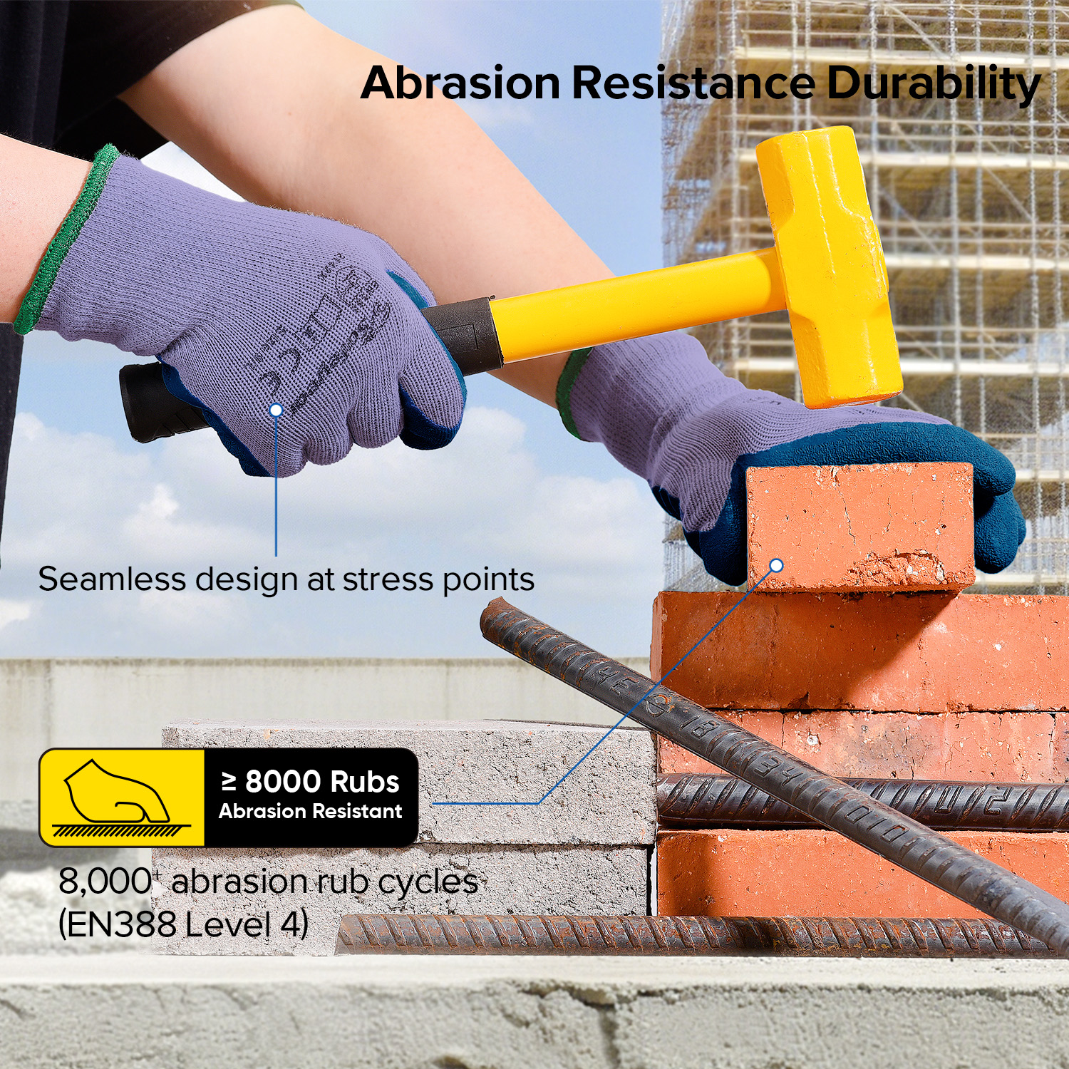 Gants de travail de sécurité enduits de latex LY-3013 Violet