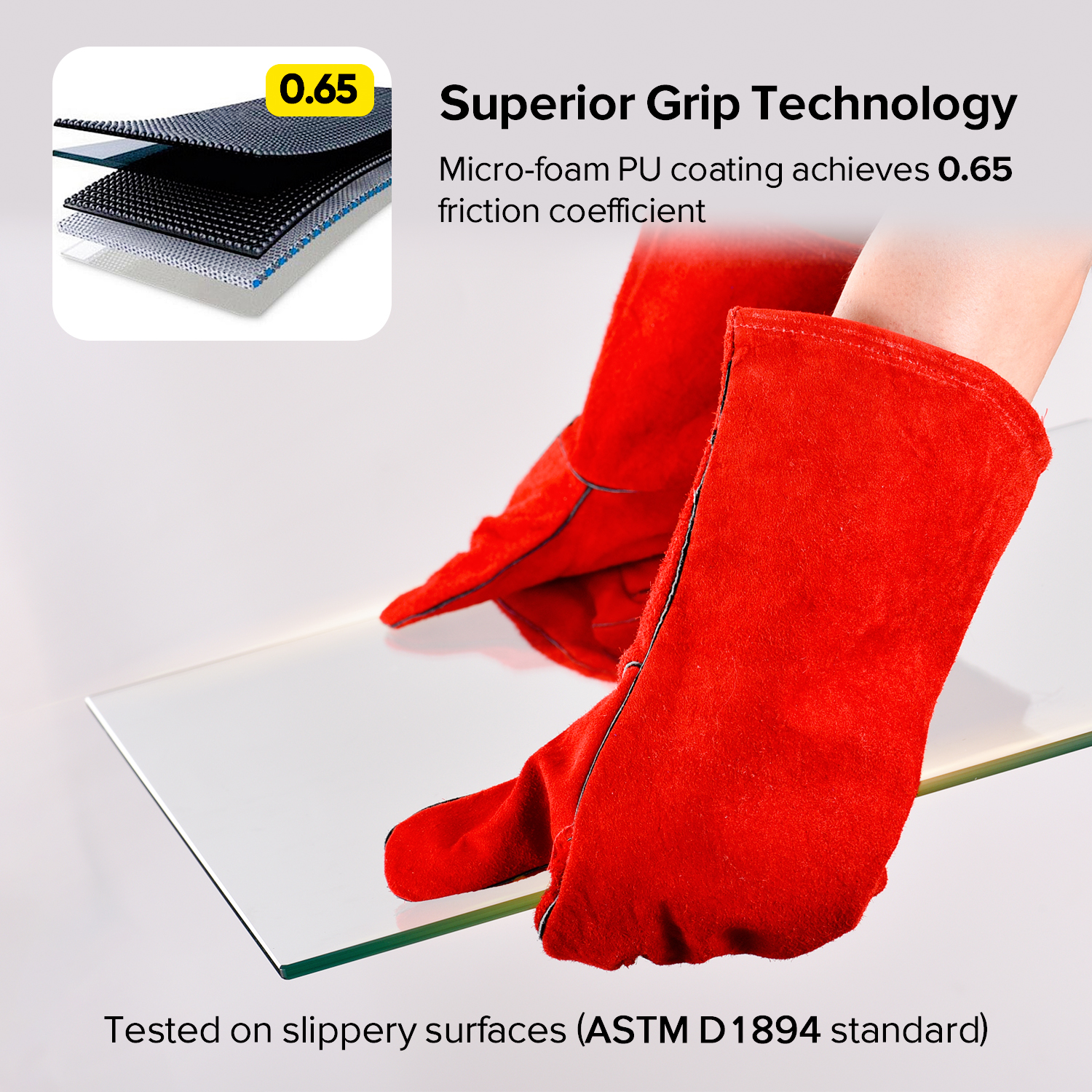 Gants de travail en cuir pour soudeur S-H24 Rouge