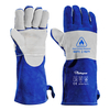 Gants de protection contre les arcs électriques, gants de soudage en cuir de vache FL-1023 bleu et gris