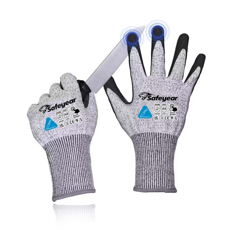 Gants de travail de construction gants de sécurité résistants aux coupes pd8045 noir