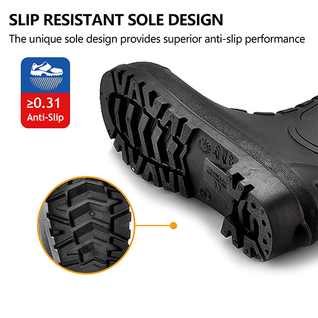 Bottes de gomme en caoutchouc imperméables W-6038 Black
