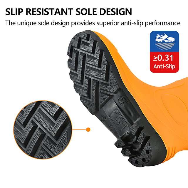 Bottes de pluie à orteils en acier lourd W-6037 Jaune