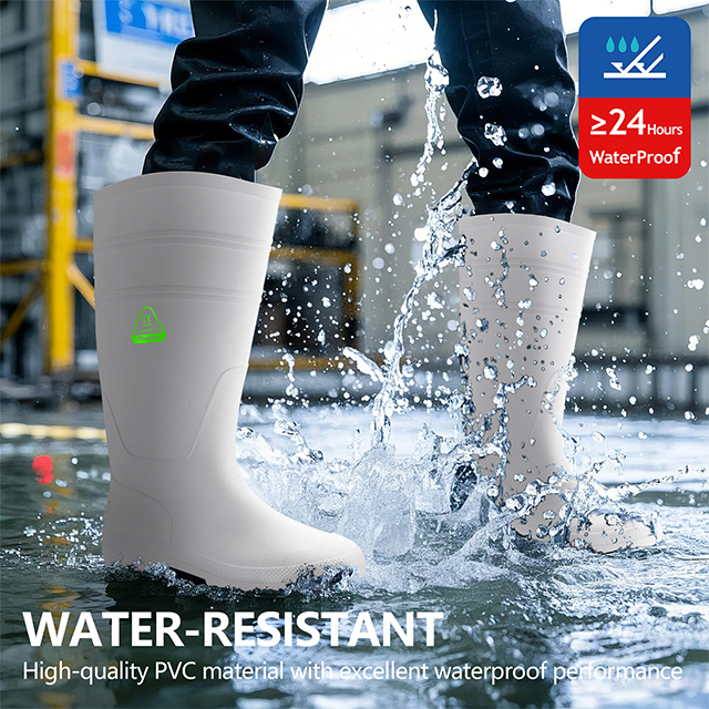 Bottes de pluie PVC de l'industrie alimentaire W-6036 Blanc