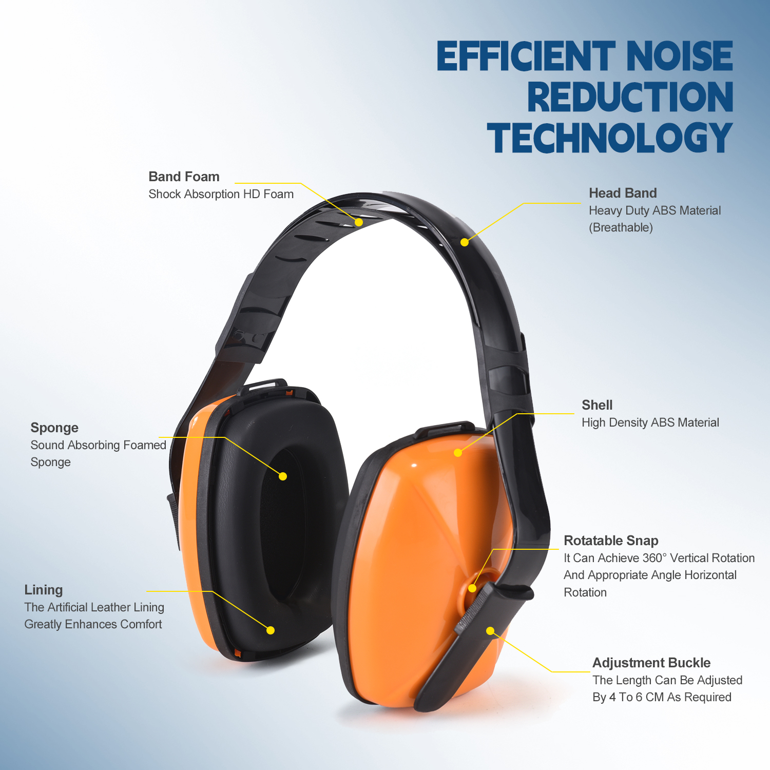 Muffs de l'oreille de protection auditive EM-5003 Orange