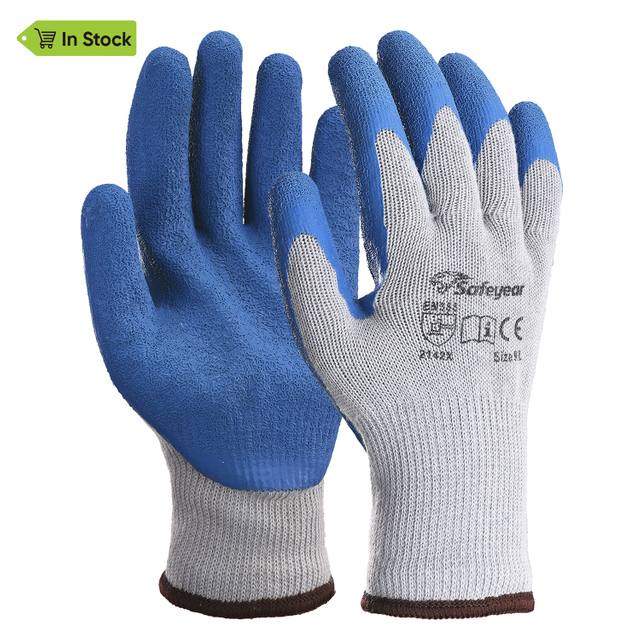 Gants de travail de sécurité enduits de latex LY-3013 bleu
