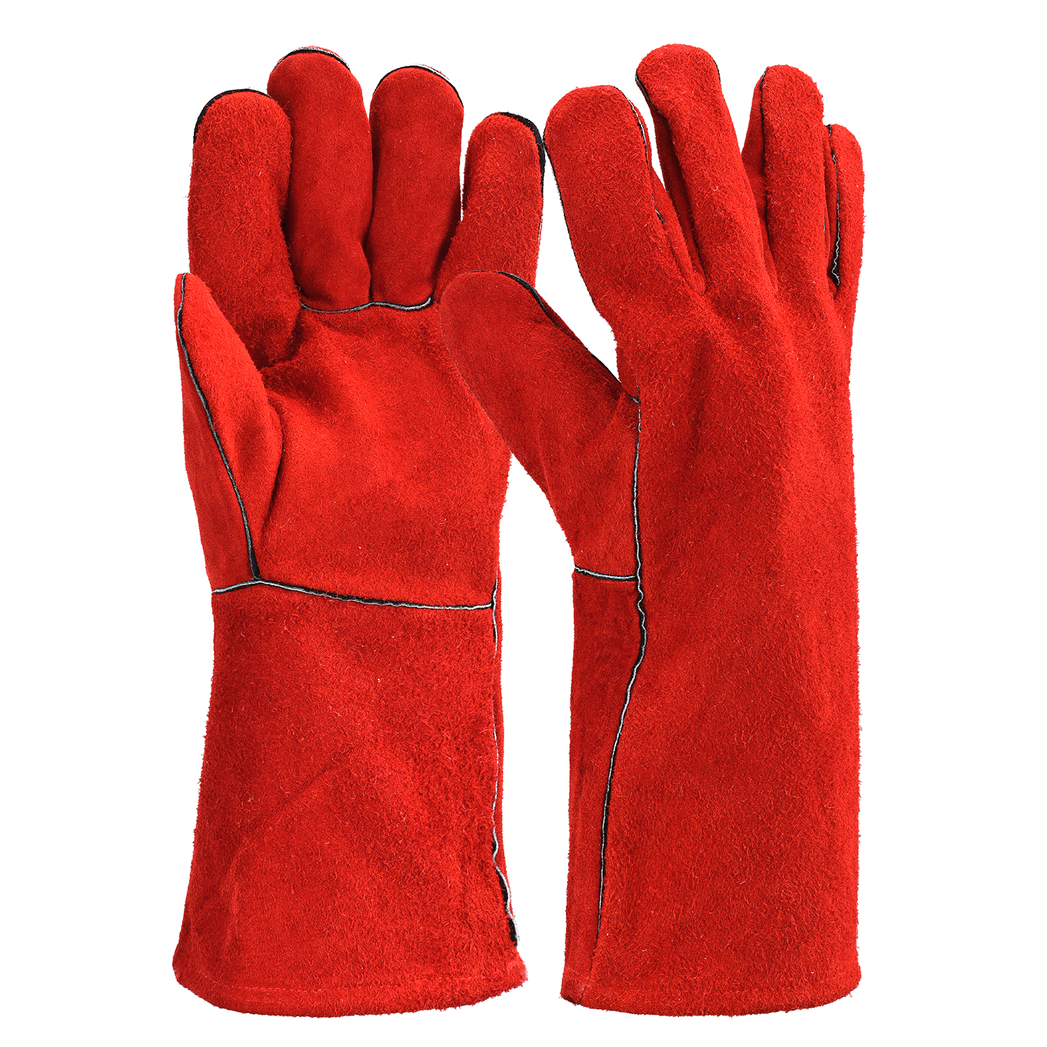 Gants de travail en cuir pour soudeur S-H24 Rouge