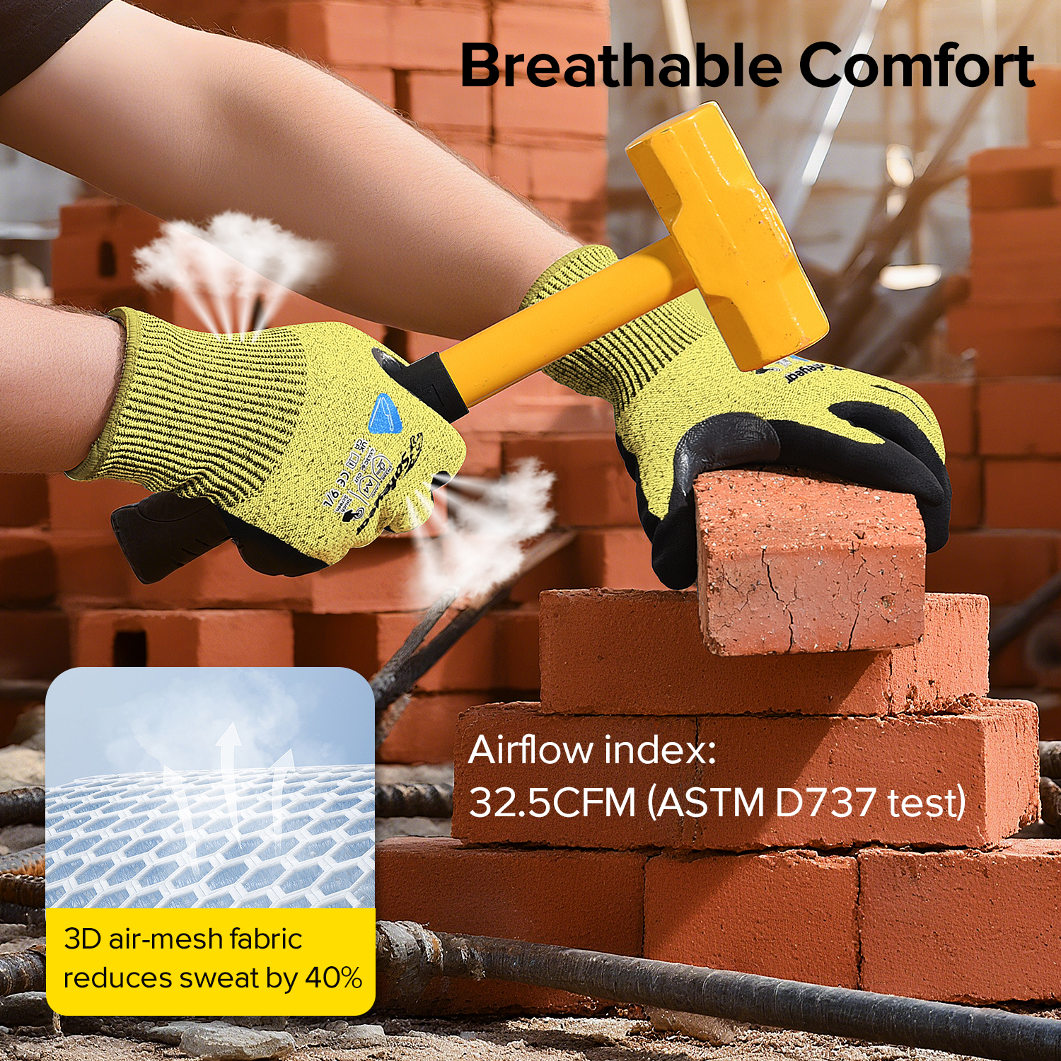 Gants de travail de sécurité résistants aux coupures PD8045 jaune