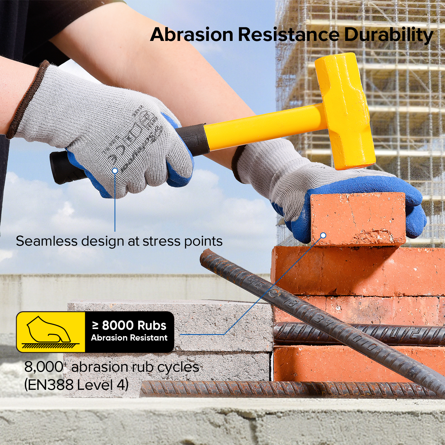 Gants de travail de sécurité enduits de latex LY-3013 bleu