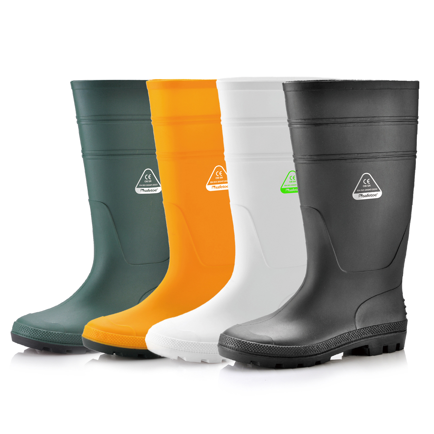 Bottes de travail en caoutchouc – Bottes de pluie imperméables en PVC pour le nettoyage et les environnements humides, blanches