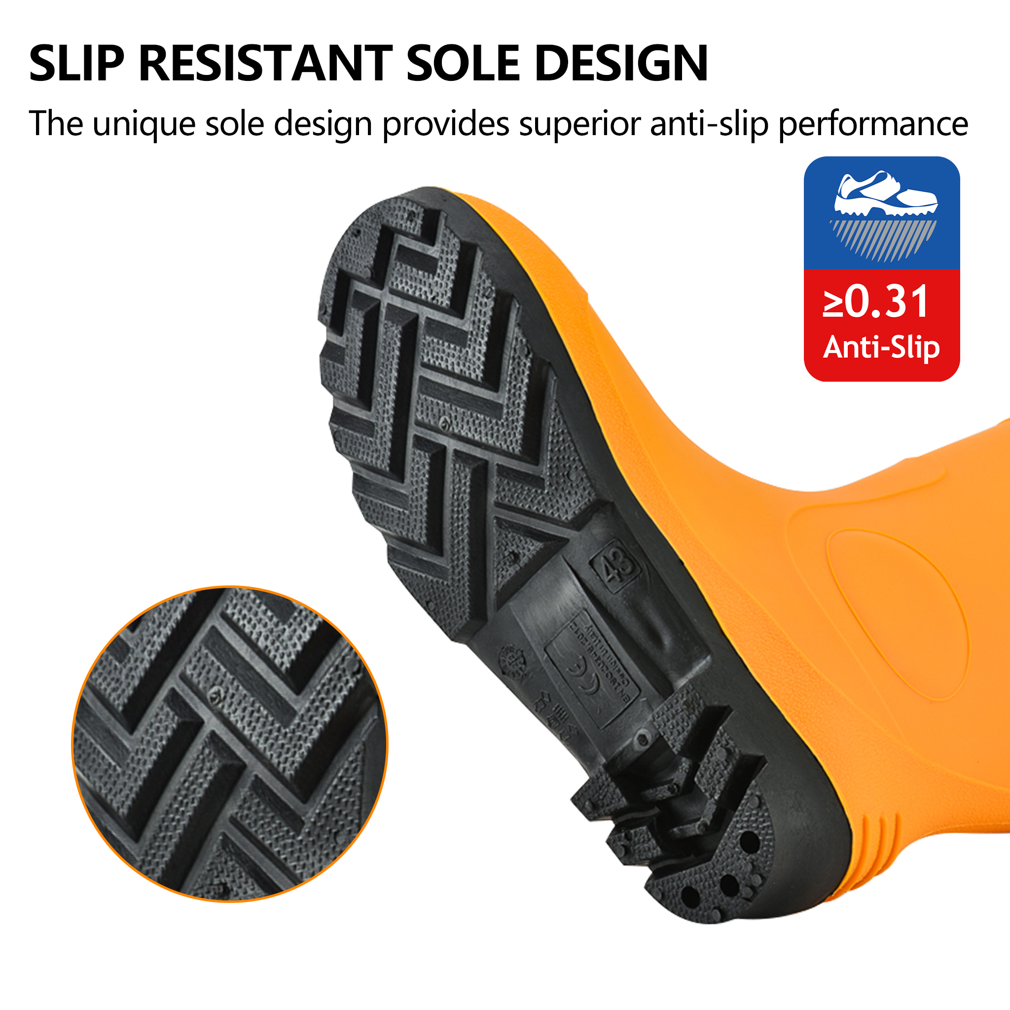 Bottes de sécurité en caoutchouc S5 avec acier – Bottes imperméables en PVC W-6037 Jaune AquaPioneer