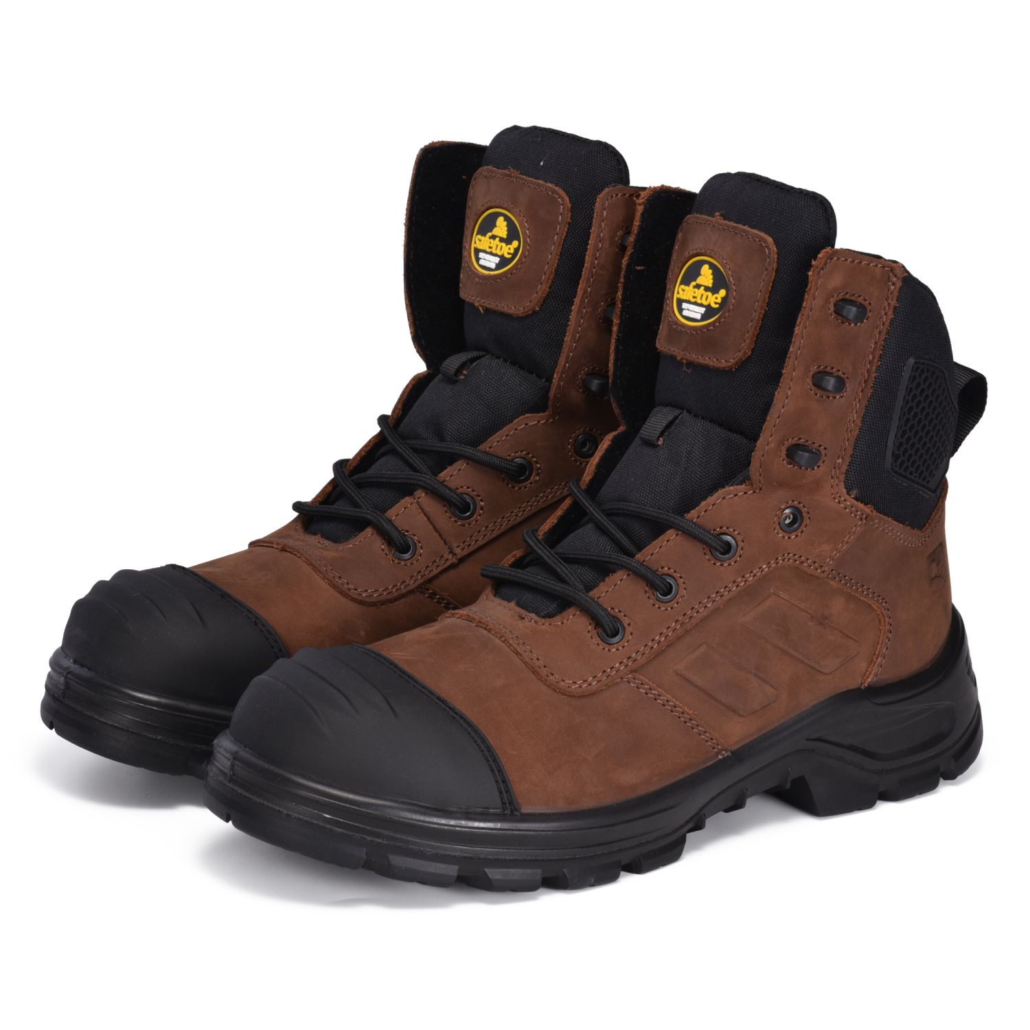 Conception de zip de haute qualité Nubuck Cow Leatther Construction Boots de travail M-8578 Brown