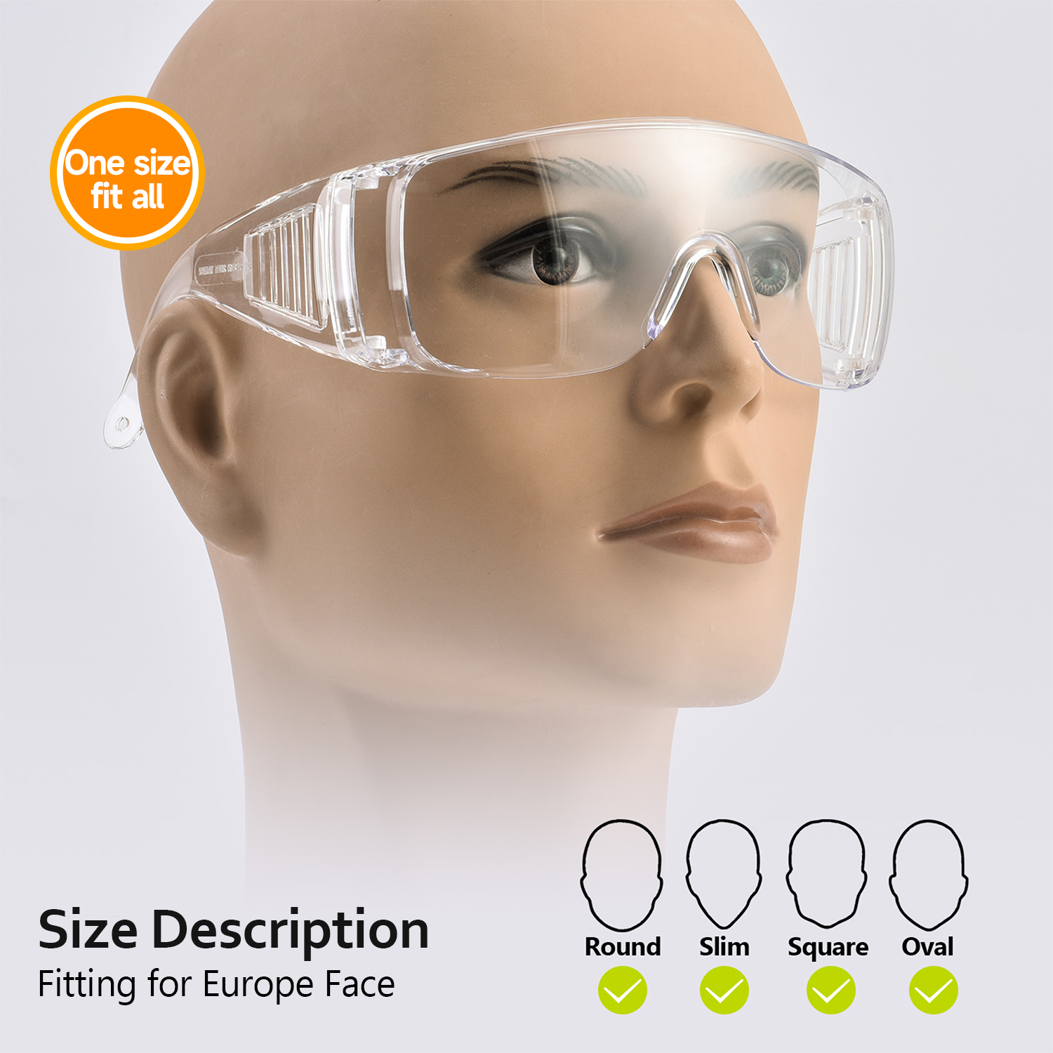 Lunettes de sécurité OTG qui s'adaptent aux lunettes de vue | ANSI Z87.1 et EN166