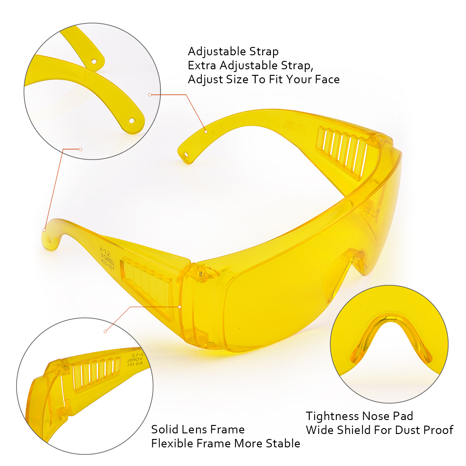Lunettes de sécurité OTG qui s'adaptent aux lunettes de vue | ANSI Z87.1 et EN166