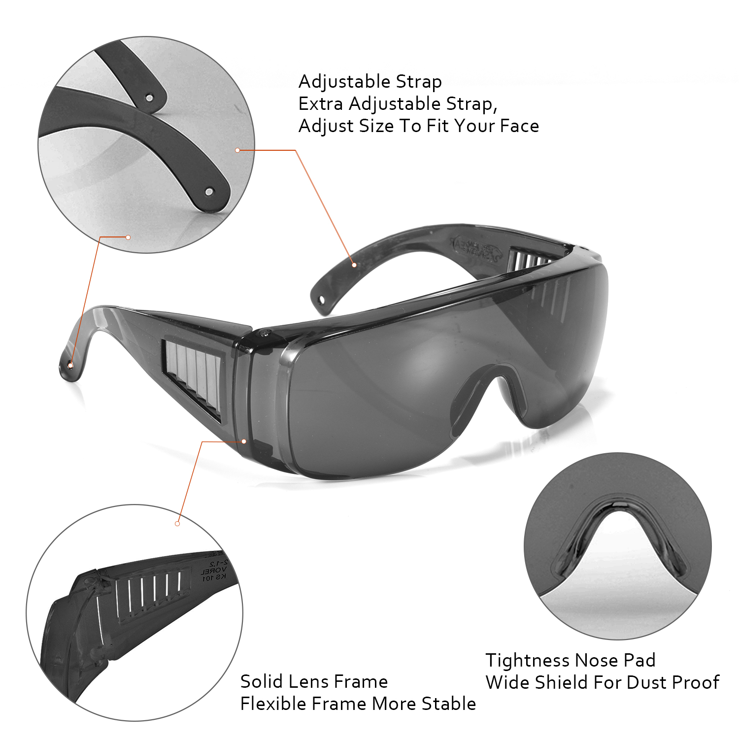 Lunettes de sécurité OTG qui s'adaptent aux lunettes de vue | ANSI Z87.1 et EN166 SG035