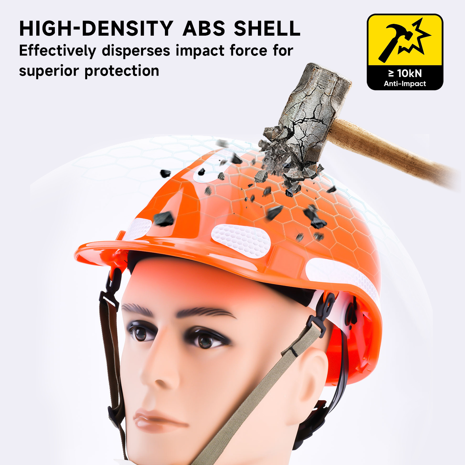 Casque de sécurité ventilé haute visibilité avec bandes réfléchissantes