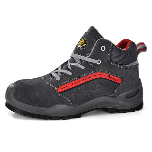 Boots de travail en cuir en cuir en daim de vache M-8377 Gray