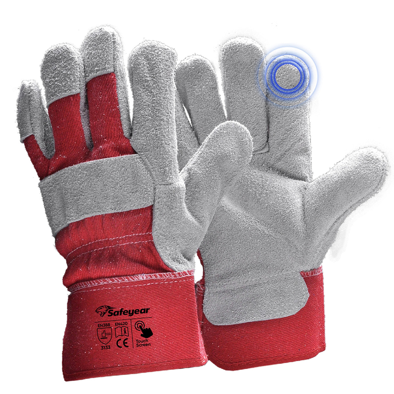  Gants de sécurité en cuir Gants de mécanicien de travail Cuir FL-1015 Rouge